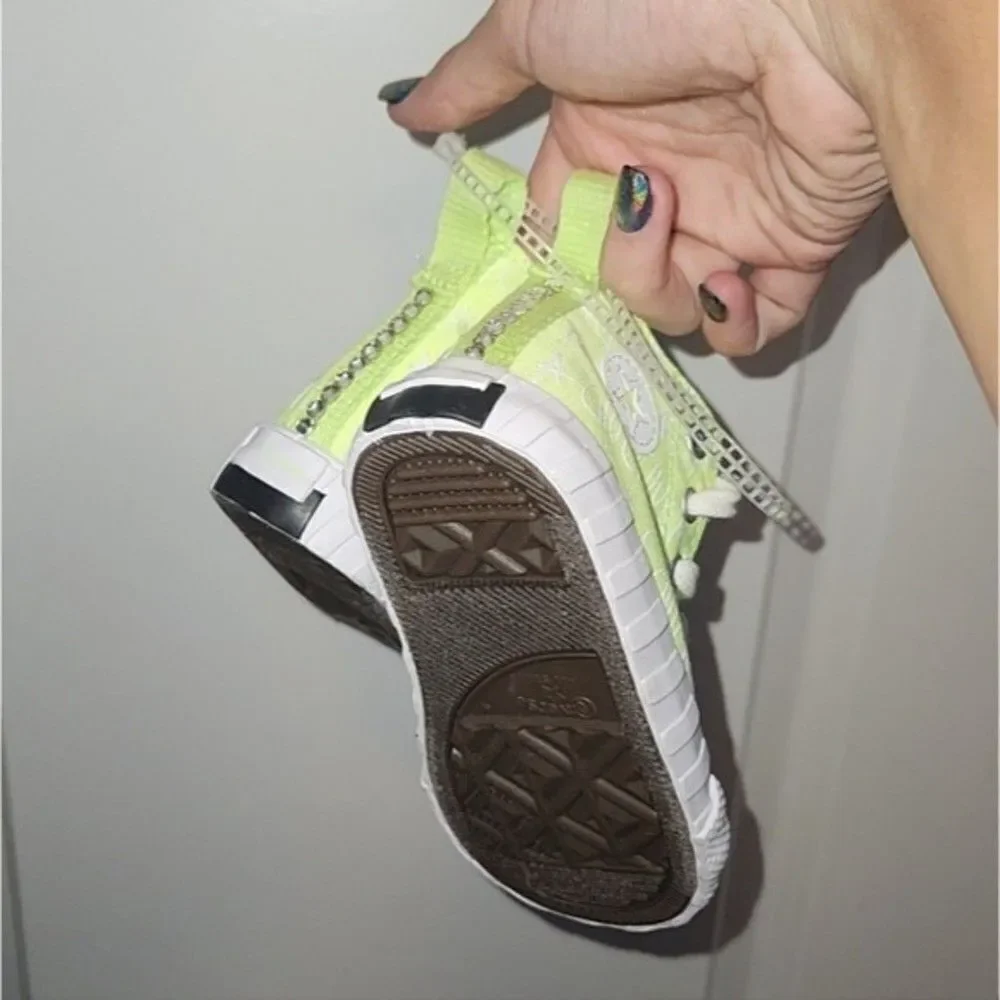 Custom Bling Converse Shoes Toddler Size 6 Neon High Top Sneakers Rhinestoned